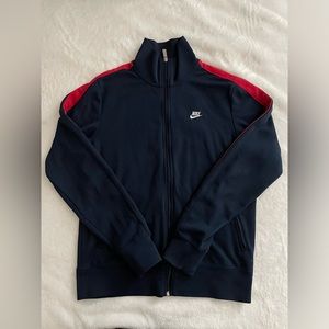 Nike Golf Dri-Fit Womens Jacket Medium Blue Red Stripe Casual Active Full Zip